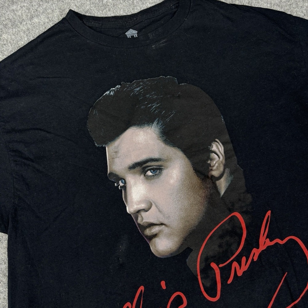Elvis Presley Shirt Mens Xl Graceland Black Short Sleeve Graphic Y2K Style‎ Rock
